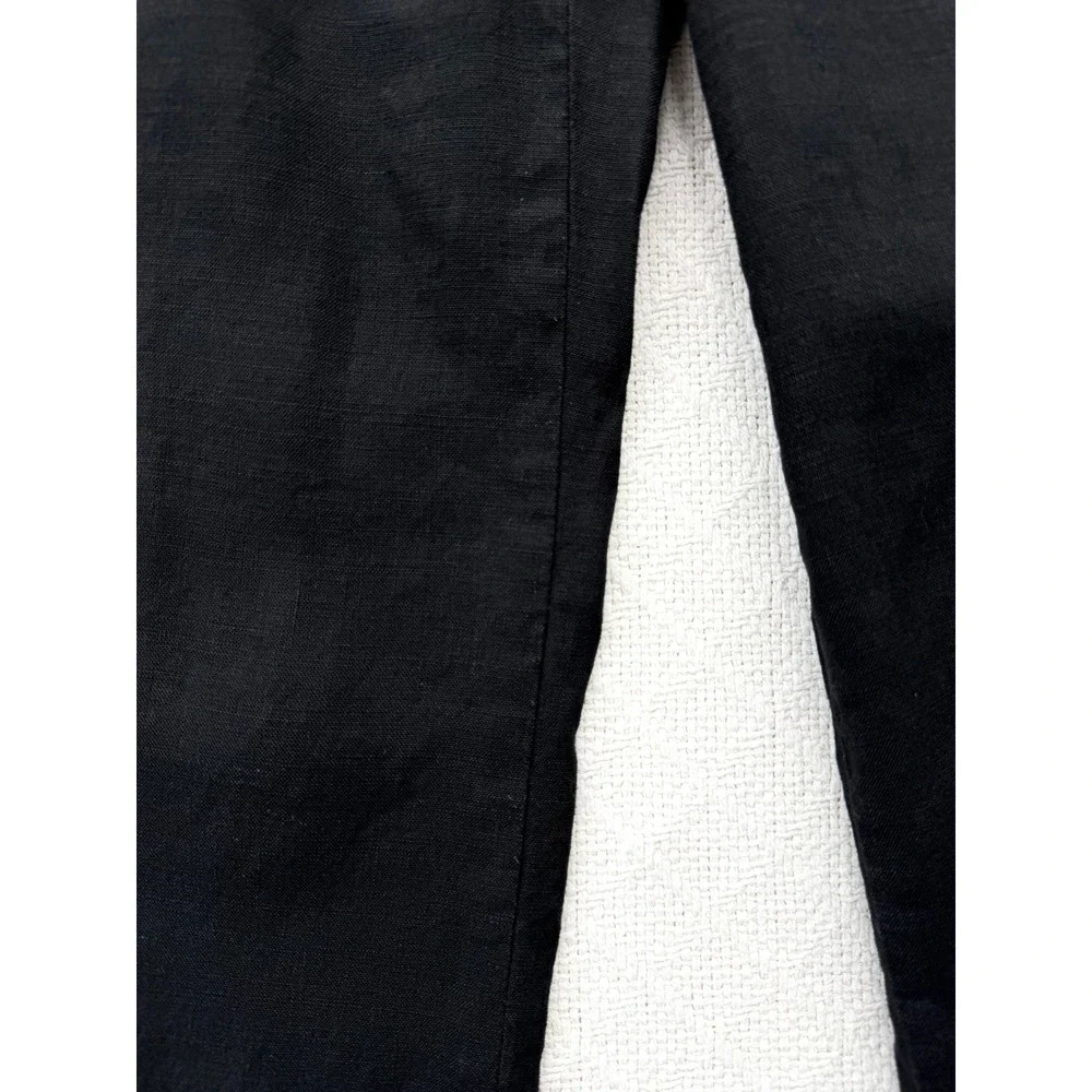 Banana Republic Harrison Black Stretch Linen Pants Straight Leg Mid Rise Size 2